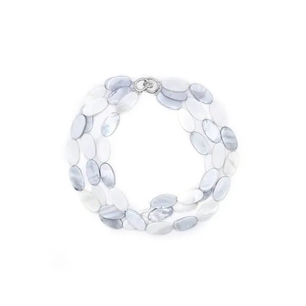 3 Strand Oval Gray and White Mother of Pearl Necklace Dickinson Jewelers Dunkirk, MD