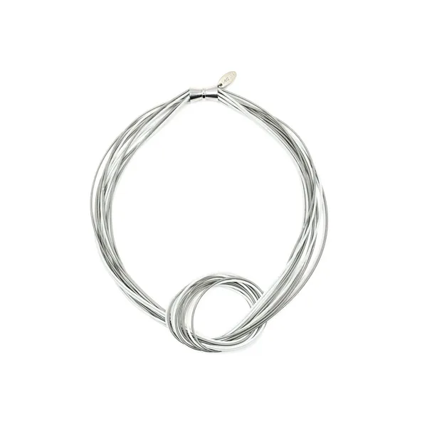 White and Silver Piano Wire Large Knot Necklace Dickinson Jewelers Dunkirk, MD
