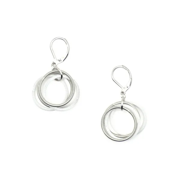 White and Silver Piano Wire Loop Dangle Leverback Earrings Dickinson Jewelers Dunkirk, MD