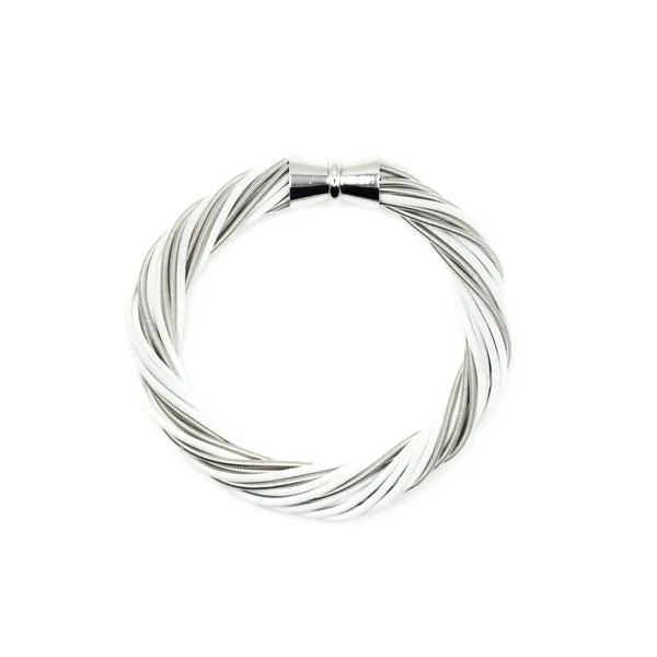 White and Silver Piano Wire Twist Bracelet Dickinson Jewelers Dunkirk, MD