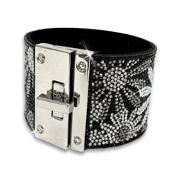 Jacqueline Kent Flower Power Black Crystals Cuff Bangle Bracelet Dickinson Jewelers Dunkirk, MD