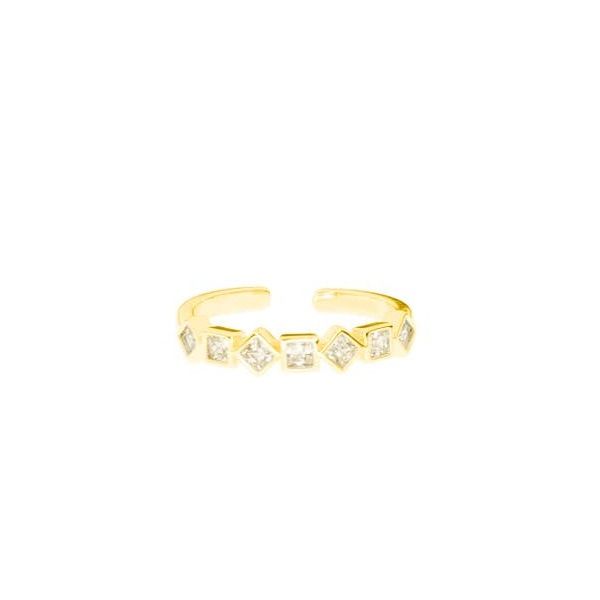 14k Gold Plated Clear Square Stone Adjustable Ring Dickinson Jewelers Dunkirk, MD