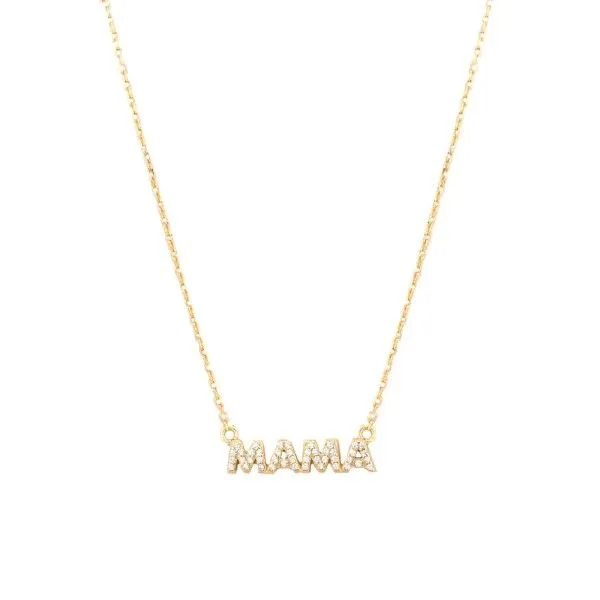 14k Gold Plated MAMA Necklace with Rhinestones Dickinson Jewelers Dunkirk, MD