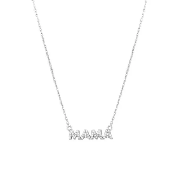 Sterling Silver MAMA Necklace with Rhinestones Dickinson Jewelers Dunkirk, MD
