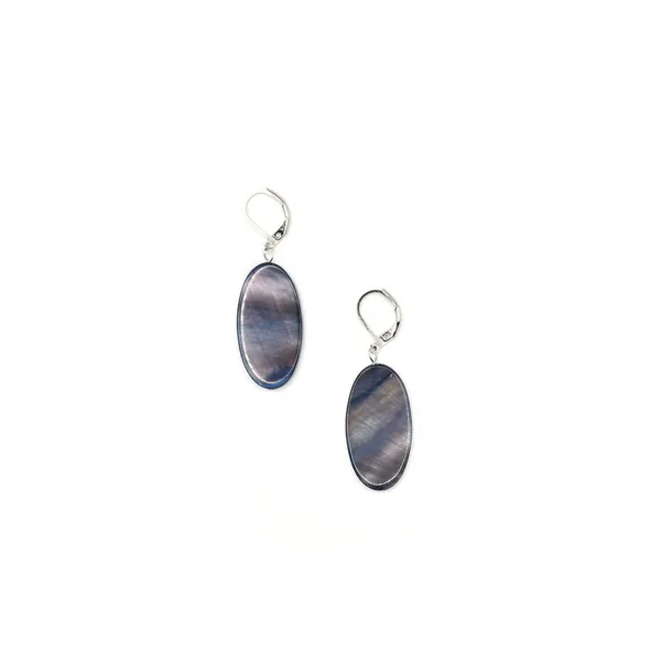 Oval MOP Black Leverback Earrings Dickinson Jewelers Dunkirk, MD