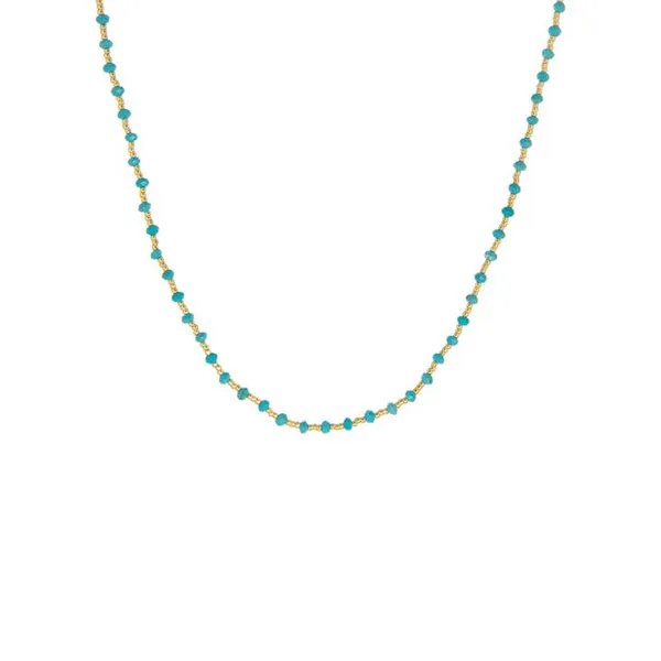 14k Gold Plated 15" Turquoise Seed Bead Necklace Dickinson Jewelers Dunkirk, MD
