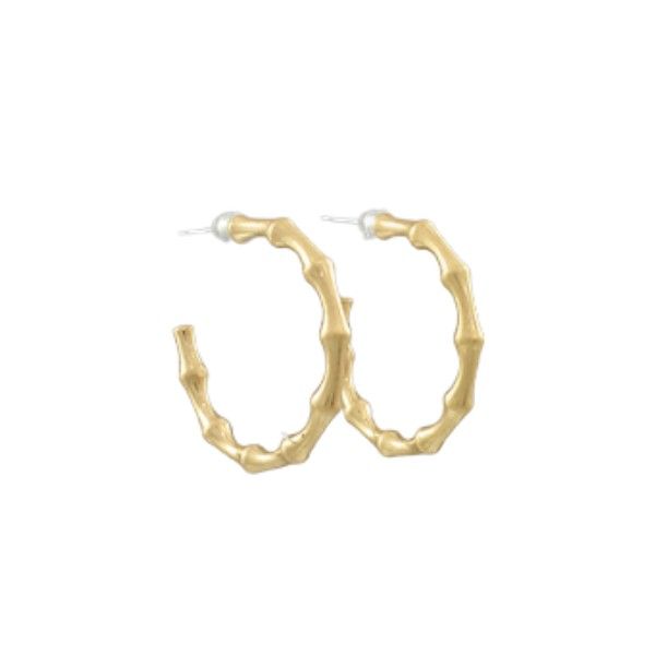 Goldtone Bamboo Open Hoop Earrings Dickinson Jewelers Dunkirk, MD