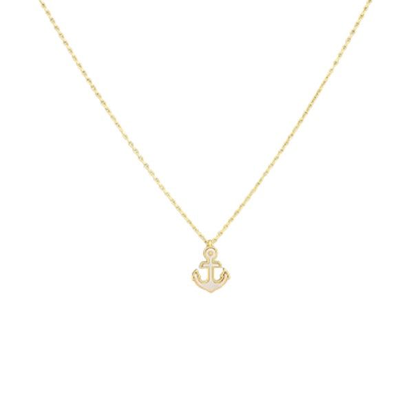 Goldtone MOP Shell Anchor Pendant on Chain Dickinson Jewelers Dunkirk, MD