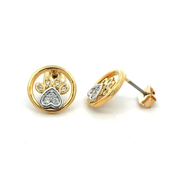 Goldtone Rhinestone Paw Print Post Earrings Dickinson Jewelers Dunkirk, MD