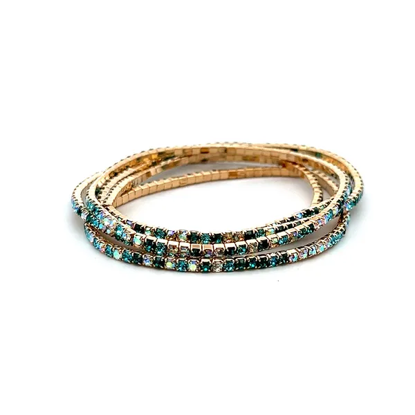 Goldtone Teal Multicolor Crystal Stretch Bracelet Set of 5 Dickinson Jewelers Dunkirk, MD