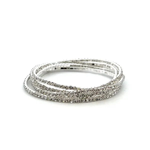 Silvertone Clear Crystal Stretch Bracelet Set of 5 Dickinson Jewelers Dunkirk, MD