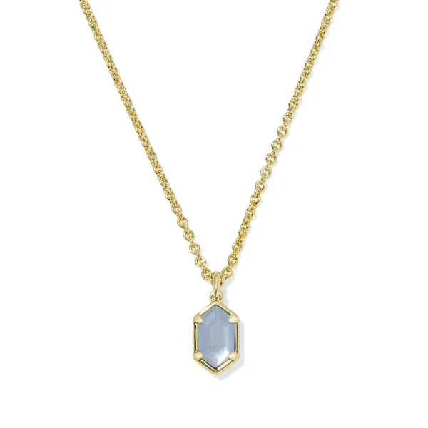 14k Gold Plated "Hallie" Short Pendant Necklace in Sky Blue MOP Dickinson Jewelers Dunkirk, MD