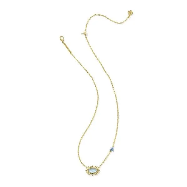 14k Gold Plated "Melody" Bird Pendant Necklace in Sky Blue MOP Image 2 Dickinson Jewelers Dunkirk, MD