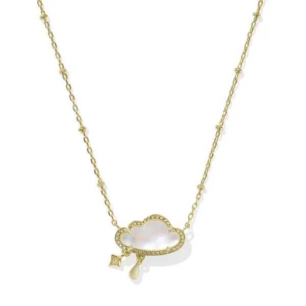 14k Gold Plated "Celeste" Cloud Pendant Necklace in Dichroic Glass Dickinson Jewelers Dunkirk, MD