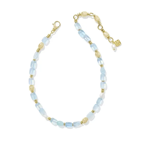 14k Gold Plated "Melody" Beaded Strand Necklace in Aquamarine Dickinson Jewelers Dunkirk, MD