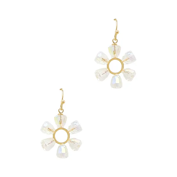 Goldtone Clear Crystals Flower Shape Dangle Earrings Dickinson Jewelers Dunkirk, MD