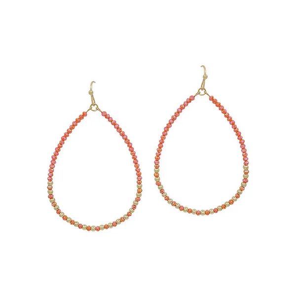 Goldtone Orange Beads Open Teardrop Dangle Earrings Dickinson Jewelers Dunkirk, MD