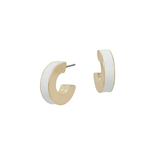 Goldtone White Epoxy 4mm Hoop Earrings Dickinson Jewelers Dunkirk, MD