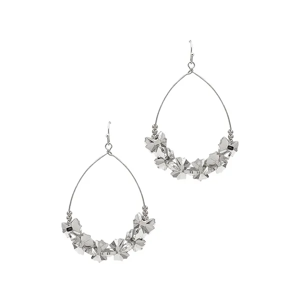 Silvertone Open Teardrop Flower Dangle Earrings Dickinson Jewelers Dunkirk, MD