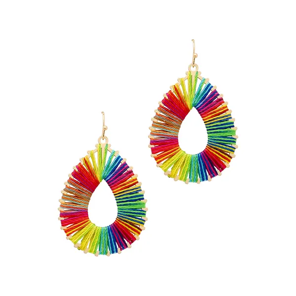 Goldtone Multicolor Threaded Teardrop Dangle Earrings Dickinson Jewelers Dunkirk, MD
