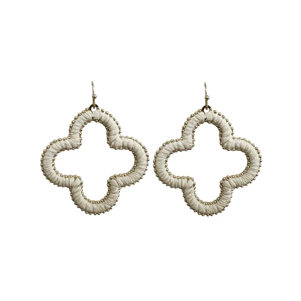 Goldtone Ivory Wrapped Open Clover Dangle Earrings Dickinson Jewelers Dunkirk, MD