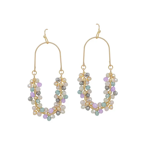 Goldtone Oval Shape Multicolor Beaded Flower Wired Earrings Dickinson Jewelers Dunkirk, MD