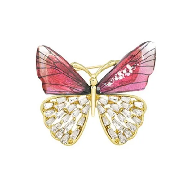 Goldtone Handmade Pink Butterfly Brooch Dickinson Jewelers Dunkirk, MD