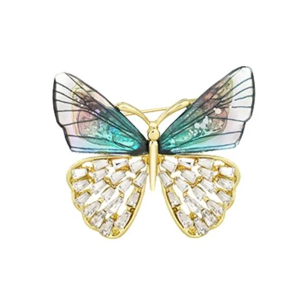 Goldtone Handmade Blue Butterfly Brooch Dickinson Jewelers Dunkirk, MD