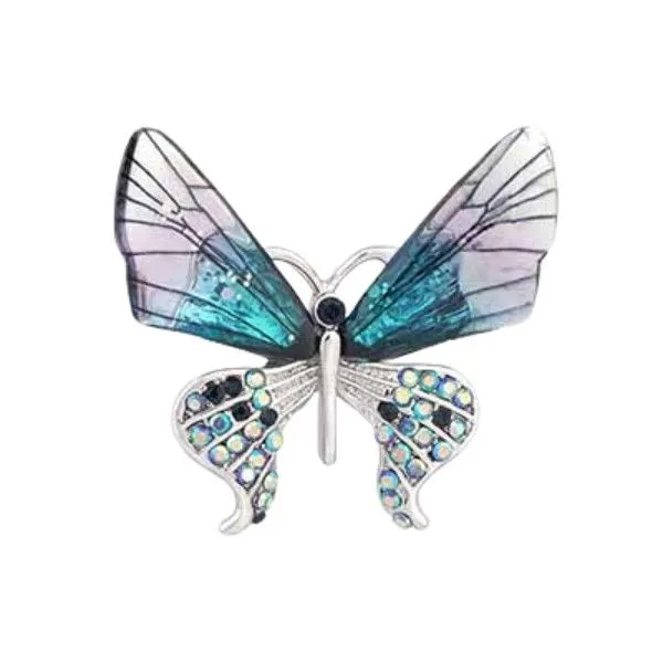 Silvertone Handmade Blue Butterfly Brooch Dickinson Jewelers Dunkirk, MD