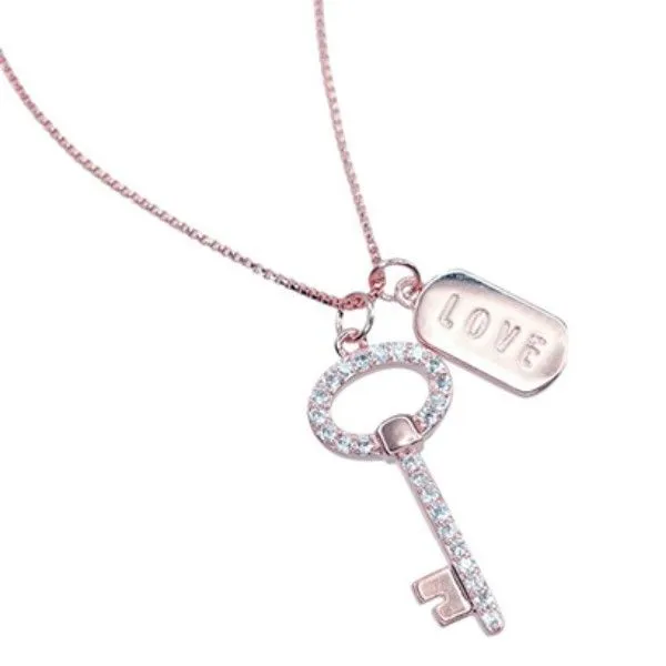 Rose Gold Dipped Key Pendant on Chain - Boxed Dickinson Jewelers Dunkirk, MD