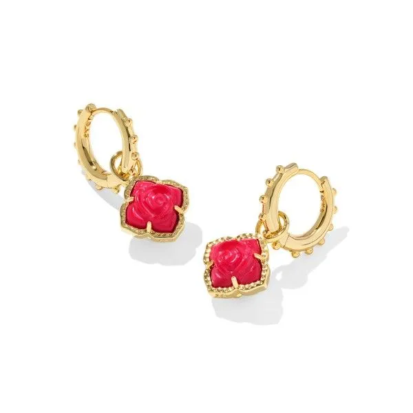 14k Gold Plated "Mallory" Rose Huggie Earrings in Red MOP Dickinson Jewelers Dunkirk, MD