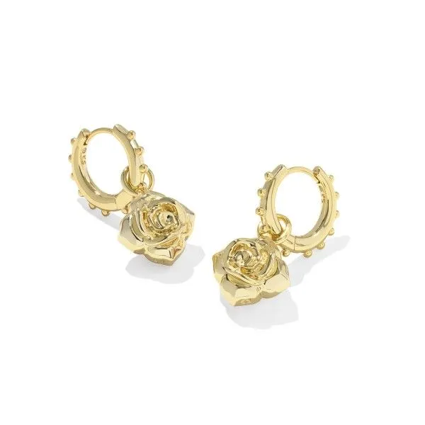 14k Gold Plated "Mallory" Rose Huggie Earrings in Ivory MOP Image 2 Dickinson Jewelers Dunkirk, MD