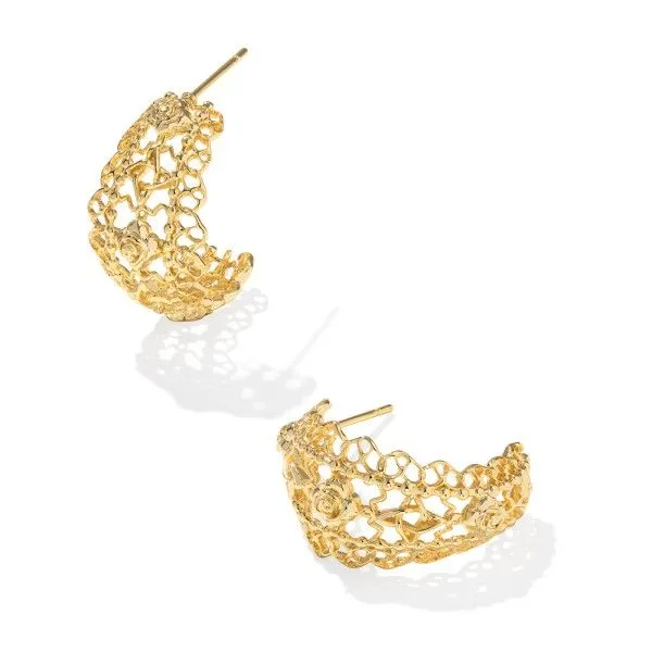 14k Gold Plated "Krista" Lace Huggie Earrings Dickinson Jewelers Dunkirk, MD