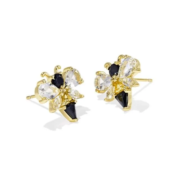 14k Gold Plated "Bee" Stud Earrings in Black and Yellow Mix Dickinson Jewelers Dunkirk, MD
