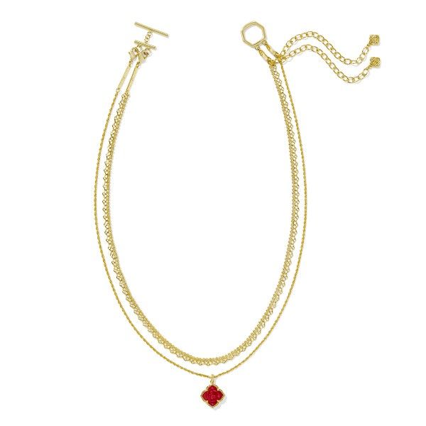 14Kt Gold Plated Red MOP Rose Multi Strand Necklace Image 2 Dickinson Jewelers Dunkirk, MD