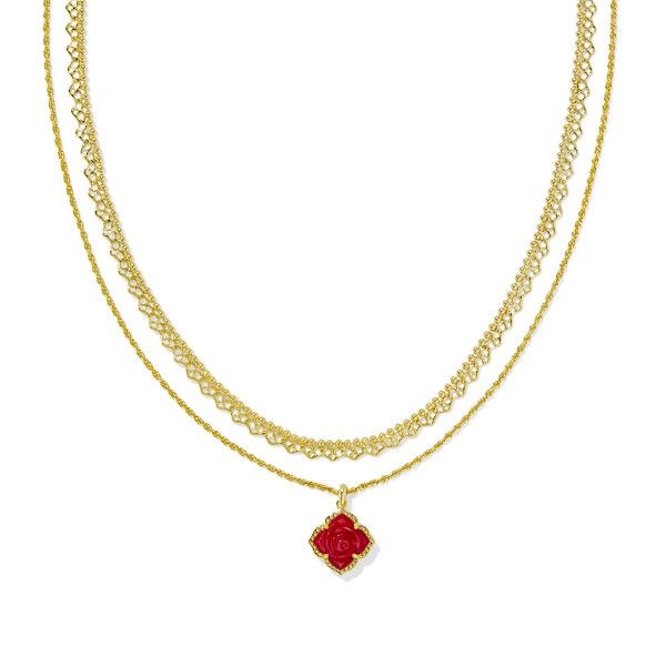 14Kt Gold Plated Red MOP Rose Multi Strand Necklace Dickinson Jewelers Dunkirk, MD