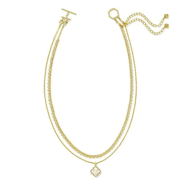 14k Gold Plated "Mallory" Rose Multi Strand Necklace in Ivory MOP Image 2 Dickinson Jewelers Dunkirk, MD
