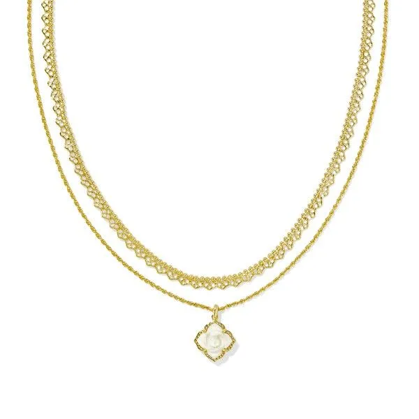 14k Gold Plated "Mallory" Rose Multi Strand Necklace in Ivory MOP Dickinson Jewelers Dunkirk, MD