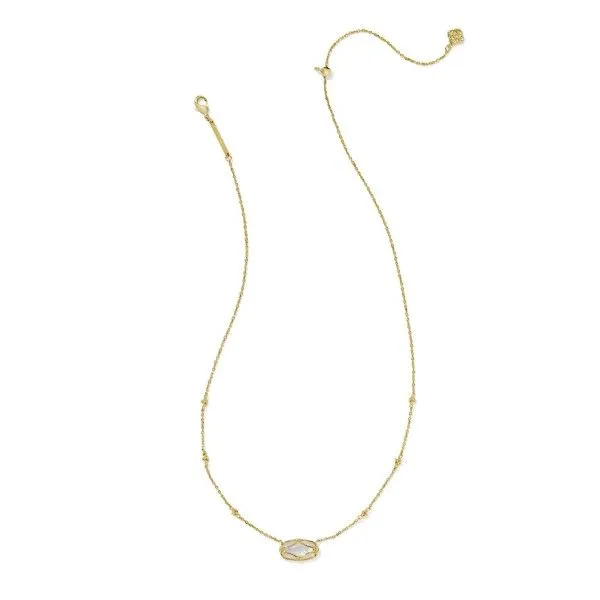 14k Gold Plated "Elisa" Lattice Frame Necklace in Ivory MOP Image 2 Dickinson Jewelers Dunkirk, MD