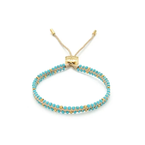 Gold Plated Turquoise and Gold Beads Braided Bracelet Dickinson Jewelers Dunkirk, MD