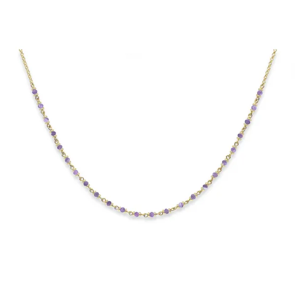 Gold Plated "Panacea" Amethyst Gemstones Station Necklace Dickinson Jewelers Dunkirk, MD