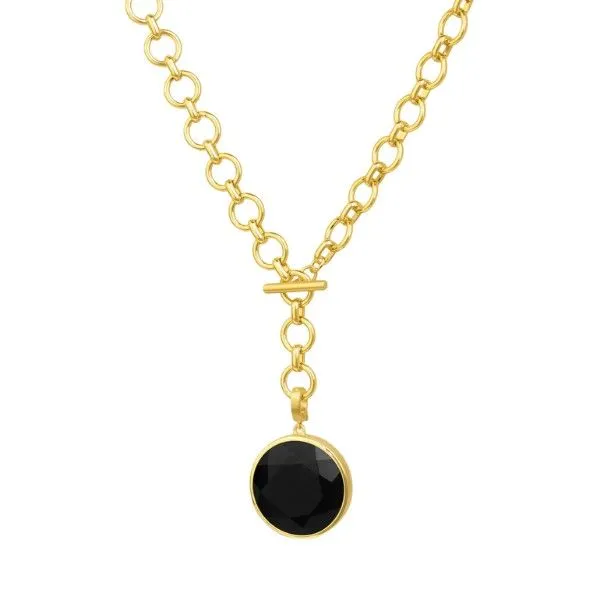 22k Yellow Gold Black Onyx Drop Necklace Dickinson Jewelers Dunkirk, MD