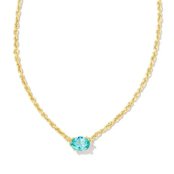 Gold Plated Aqua Crystal Pendant Necklace Dickinson Jewelers Dunkirk, MD