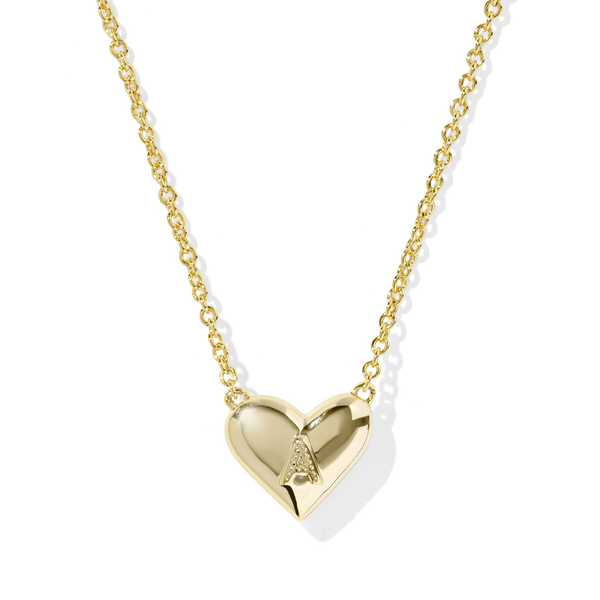 14k Gold Plated "A" Heart Letter Pendant Necklace Image 2 Dickinson Jewelers Dunkirk, MD