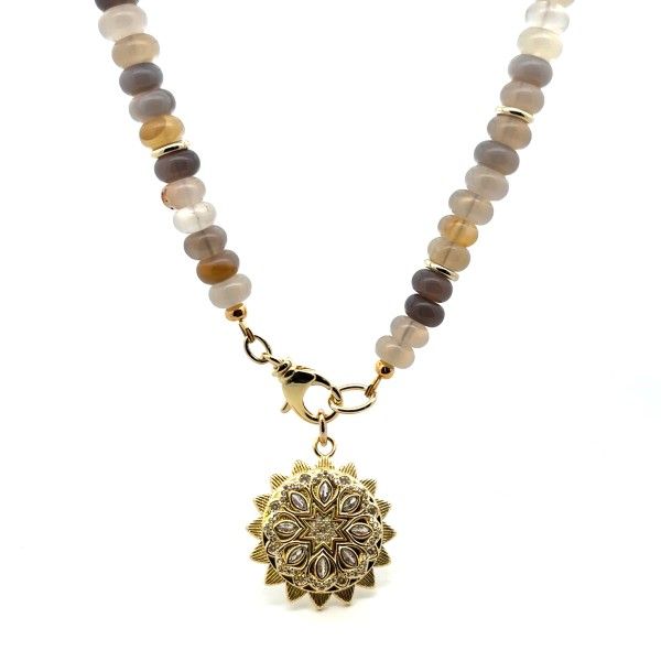 18Kt Gold Plated Grey Jade Necklace Dickinson Jewelers Dunkirk, MD