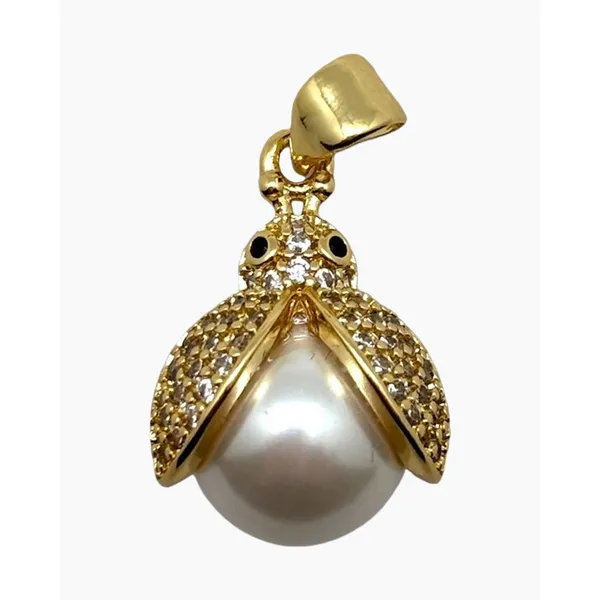 18k Gold Plated Pave and Pearl Ladybug Charm Dickinson Jewelers Dunkirk, MD