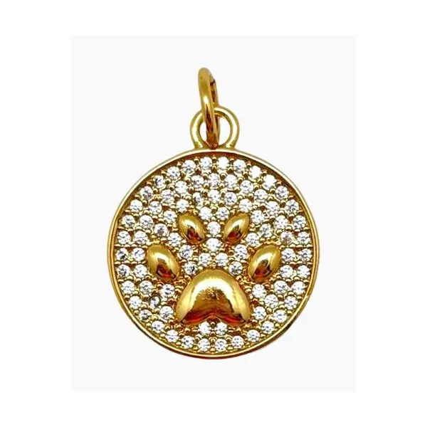 18k Gold Plated Pave Pawprint Charm Dickinson Jewelers Dunkirk, MD