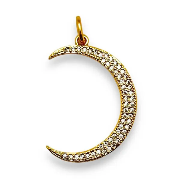 18k Gold Plated Pave Crescent Moon Charm Dickinson Jewelers Dunkirk, MD