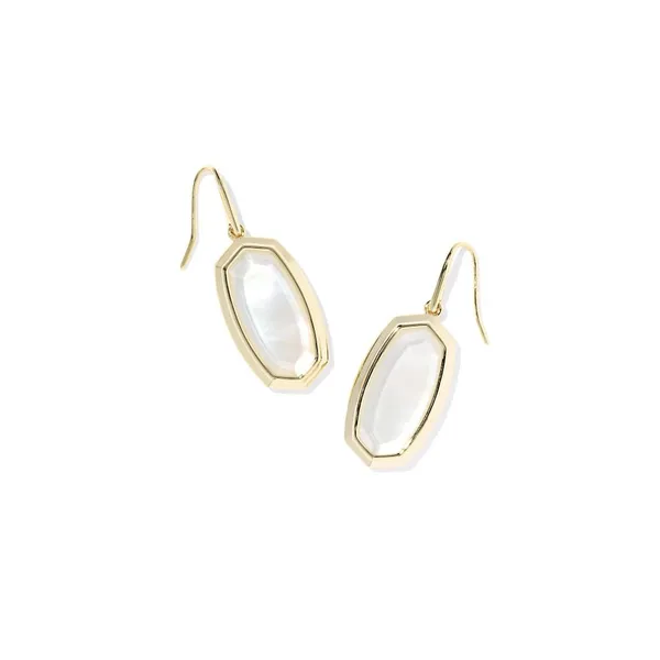 14k Gold Plated "Dani" Bezel Drop Earrings in Ivory MOP Dickinson Jewelers Dunkirk, MD