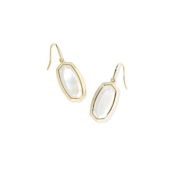 14k Gold Plated "Dani" Bezel Drop Earrings in Ivory MOP Dickinson Jewelers Dunkirk, MD